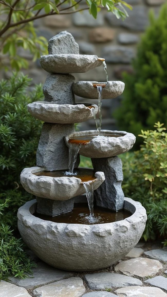 Stone Water Feature Yard Centerpiece