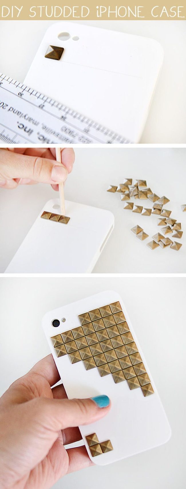 Bronze Studs On White Case