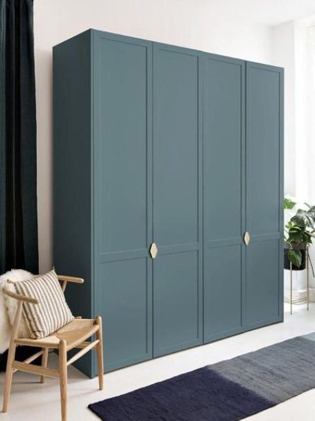 Blue Wardrobe With Golden Handles