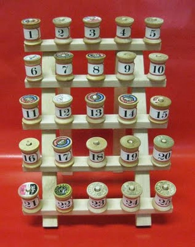 Numbered Thread Spools Red Wall