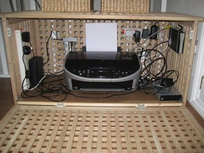 Natural Wood Lattice Storage Cabinet