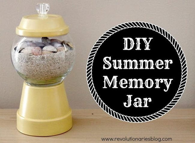 Glass Jar Holds Sandy Seashell Memories