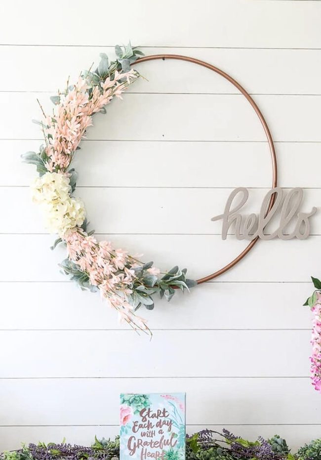 Rose Gold Hula Hoop Wreath