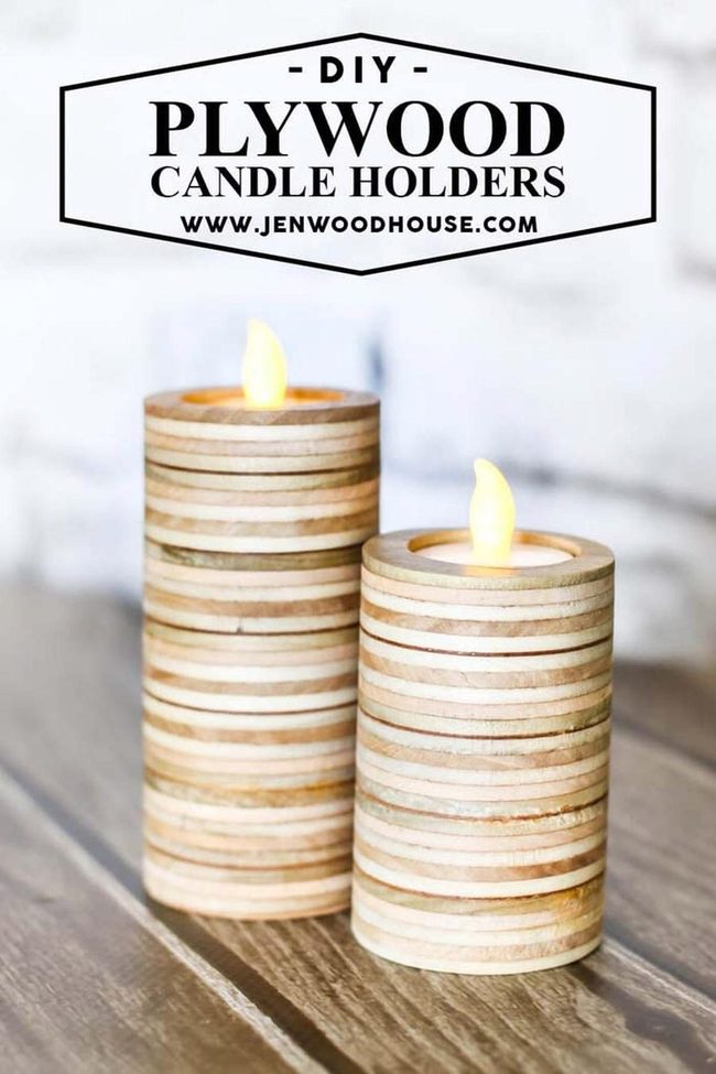 Layered Plywood Candleholder Glow