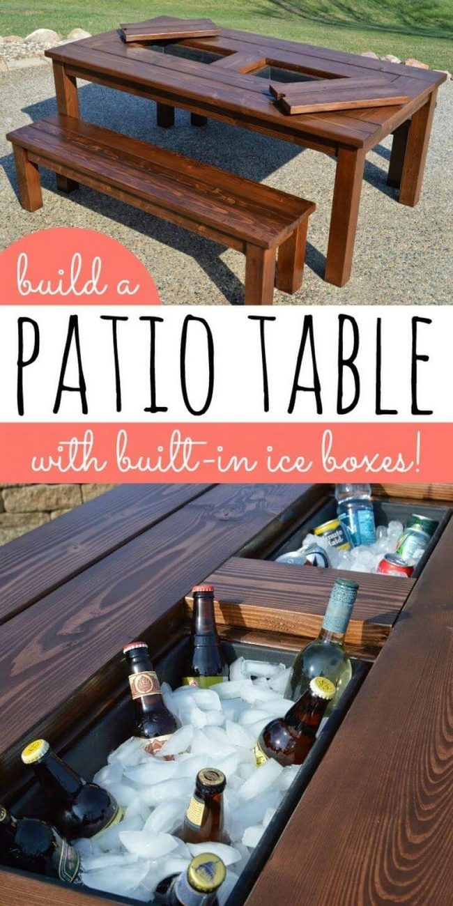 Built-In Cooler Outdoor Tables