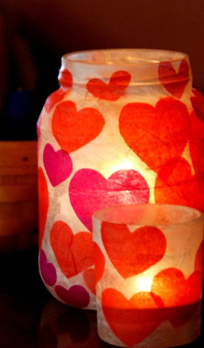 Colorful Paper-Covered Glass Jars