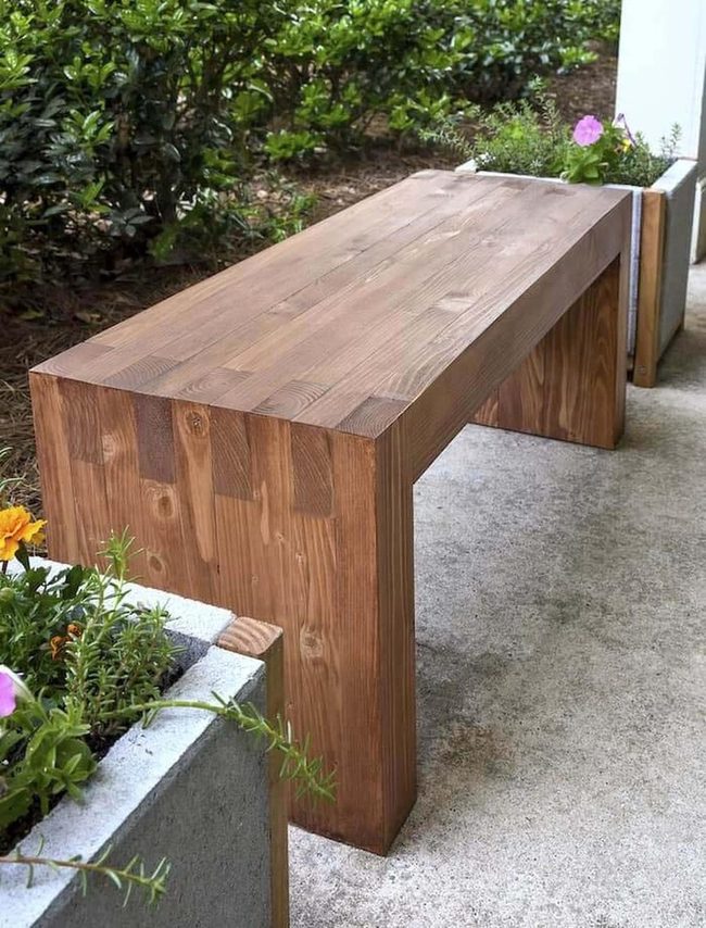 Geometric Wood Benches For Gardens
