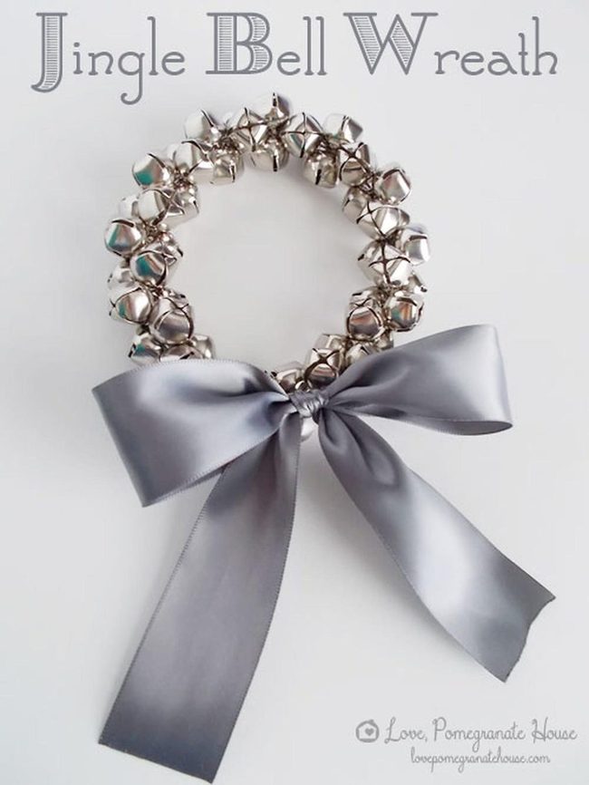 Silver Bells Gray Ribbon Wreath