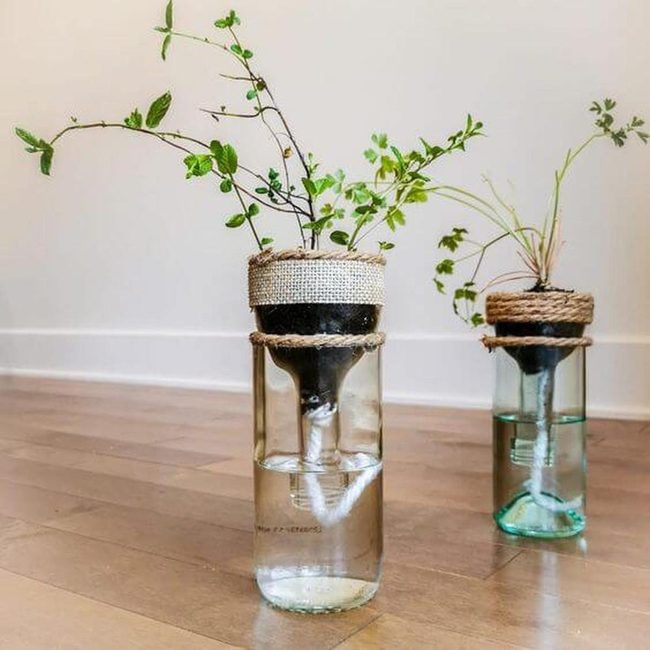 Transparent Glass Bottles Jute Wrapped