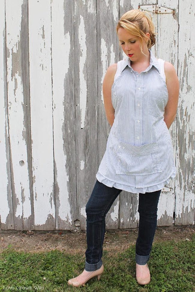 Blue Striped Dress Weathered Wood