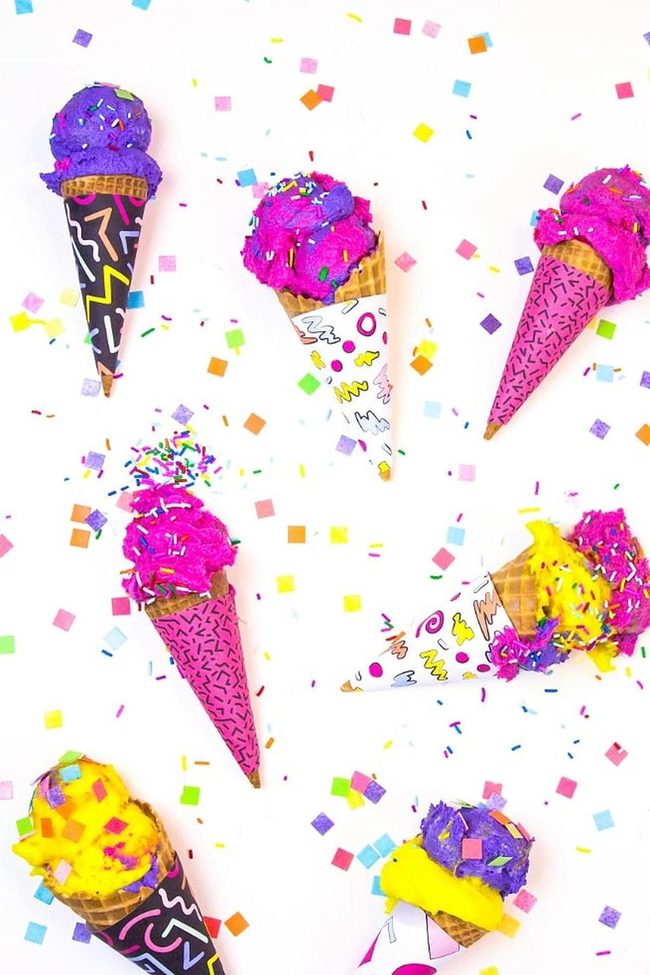Neon Ice Cream Cone Celebration