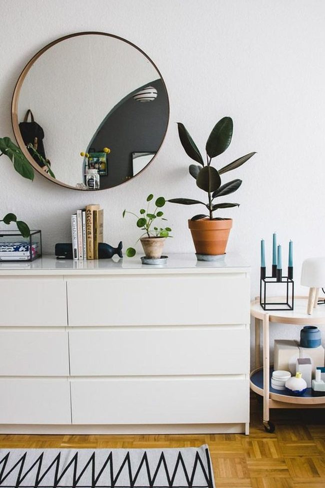 Sunlit White Room With Blue Accents