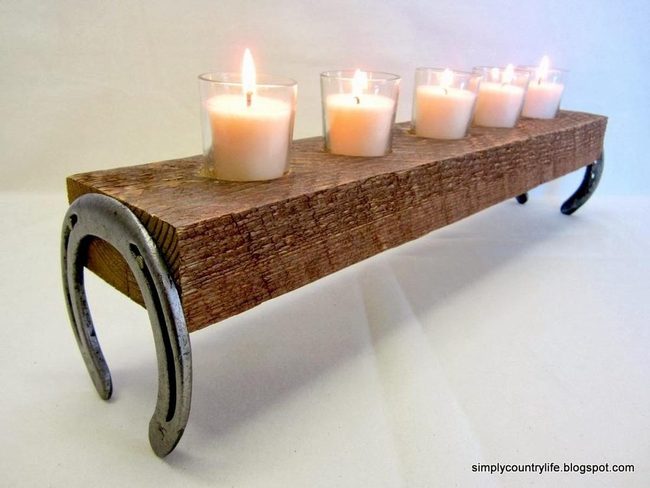 Horseshoe Legs Wooden Candle Centerpiece