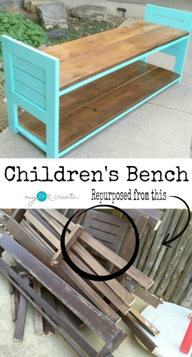 Painted Wood Bench With Storage
