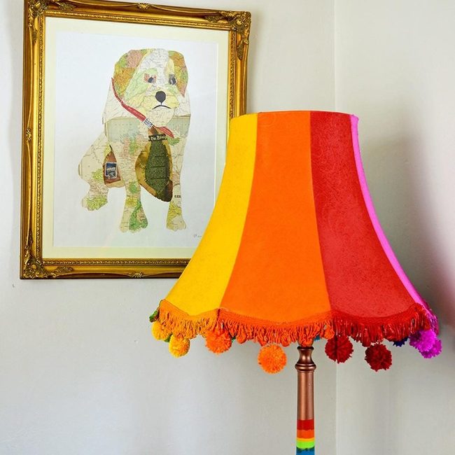 Colorful Glass Lamps With Pom-Poms