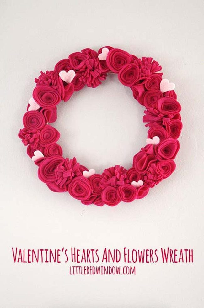 Pink Felt Heart Wreath
