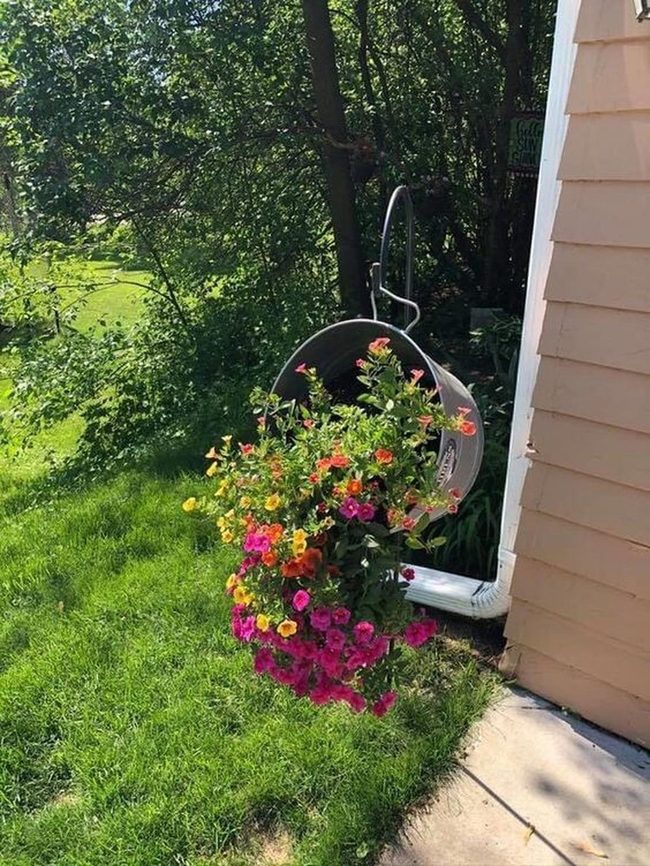 Vintage Watering Can Flower Overflow