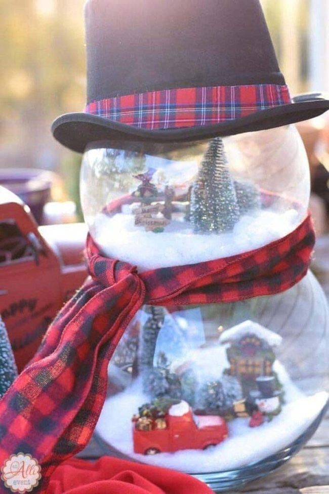 Glass Bowls Miniature Snowman Scenes