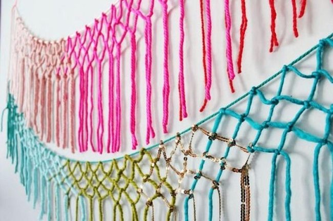 Knotted Yarn Wall Art With Beads