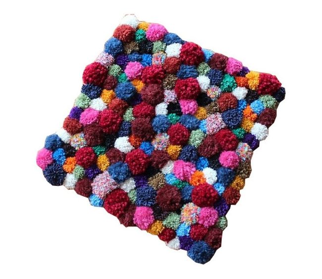 Multicolored Pom-Pom Yarn Cushions