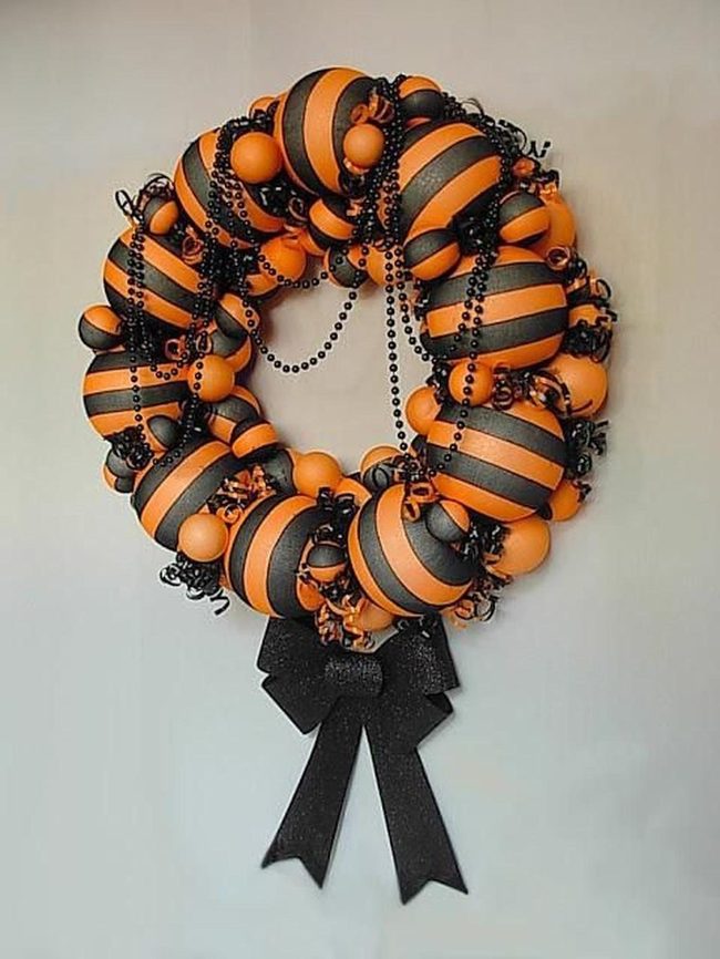 Orange Striped Halloween Door Statement