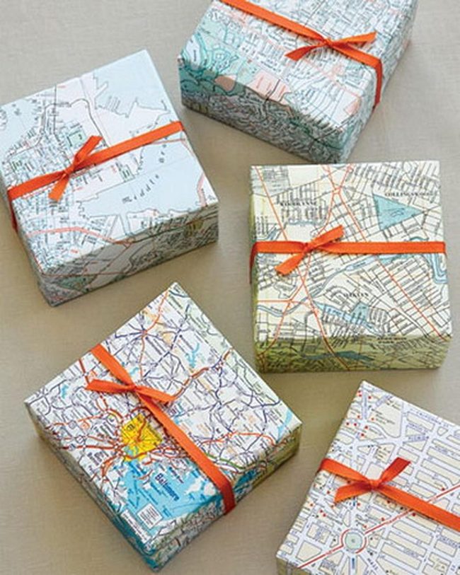 Vintage Maps And Tangerine Ribbon