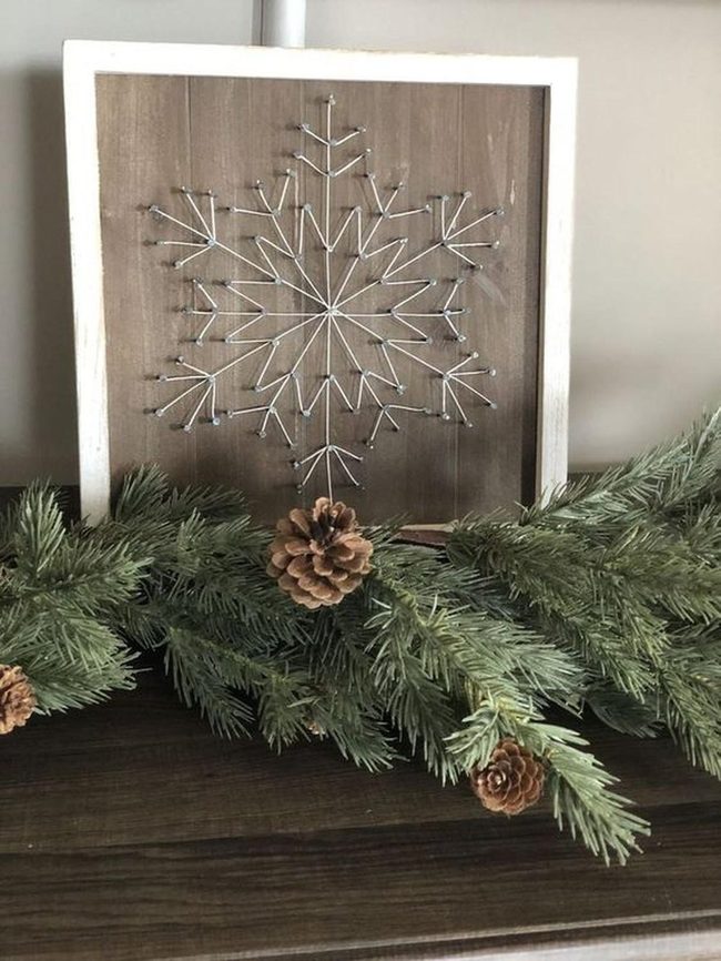 Winter Pine String Art Display