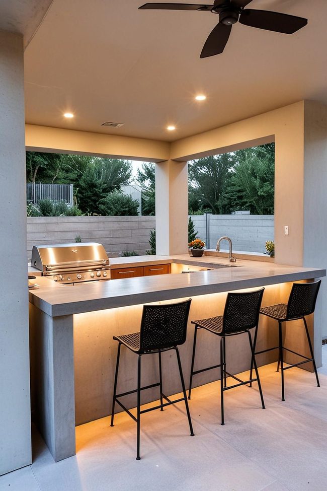 Concrete Porch Grill Station
