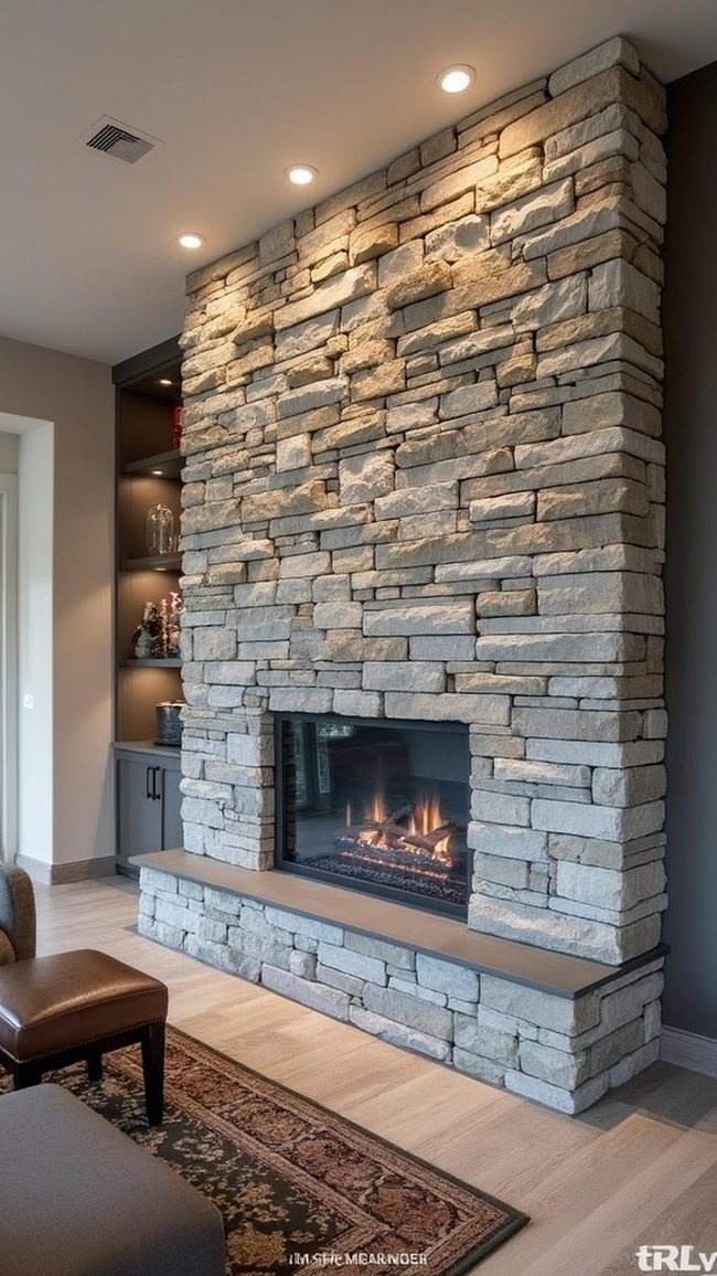 Gray Stone Accent Wall Feature