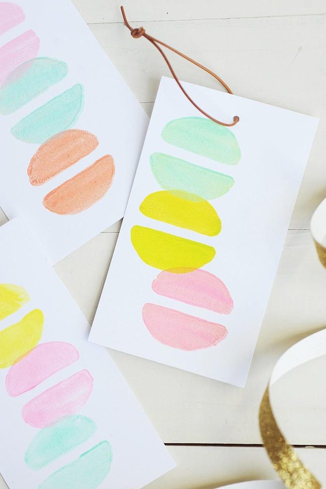 Hand-Painted Cards In Pink, Yellow, Green, Blue