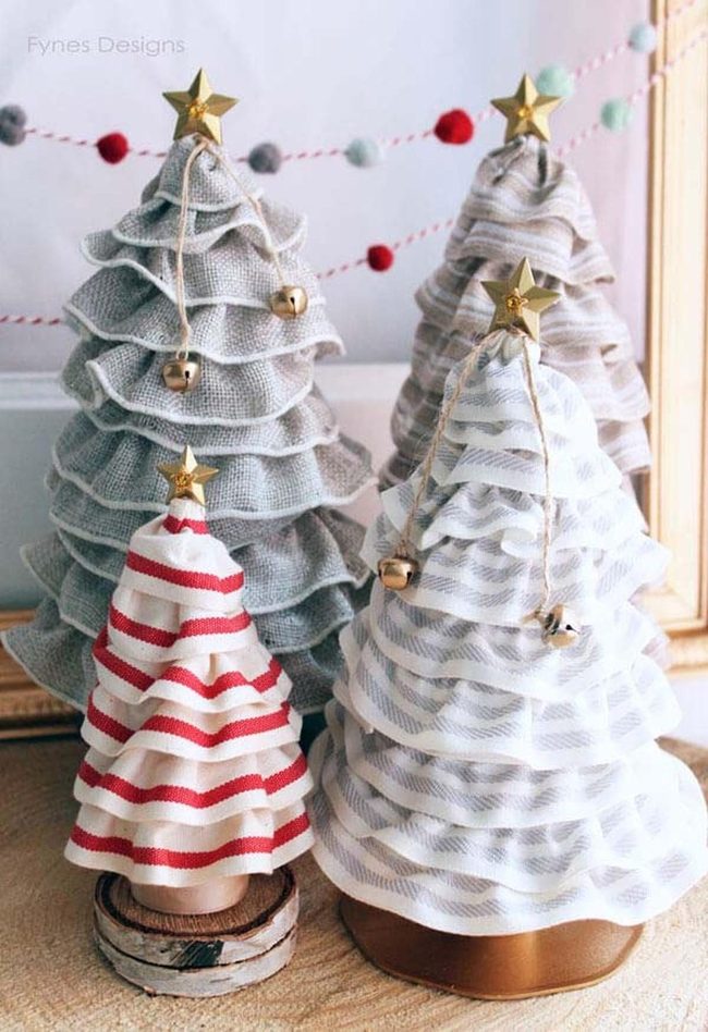 Burlap Trees With Golden Star Details