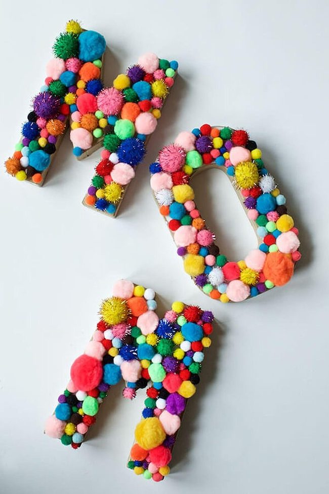 Fluffy Pom-Poms Brighten Letters