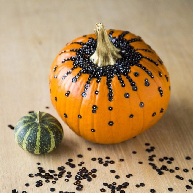 Orange Pumpkin Black Beaded