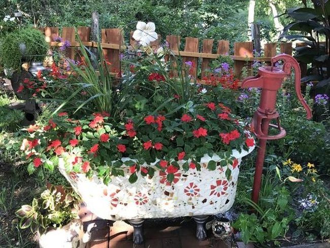 Vintage Bathtub Flower Beds