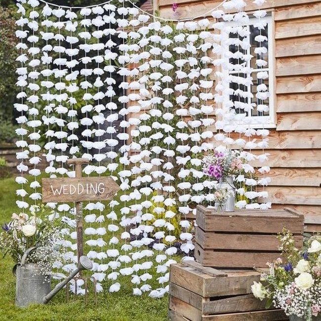 White Flower Strings Float Overhead