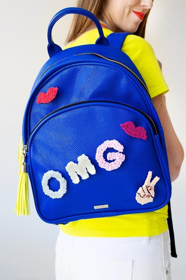 Blue Backpack With Quirky Patches