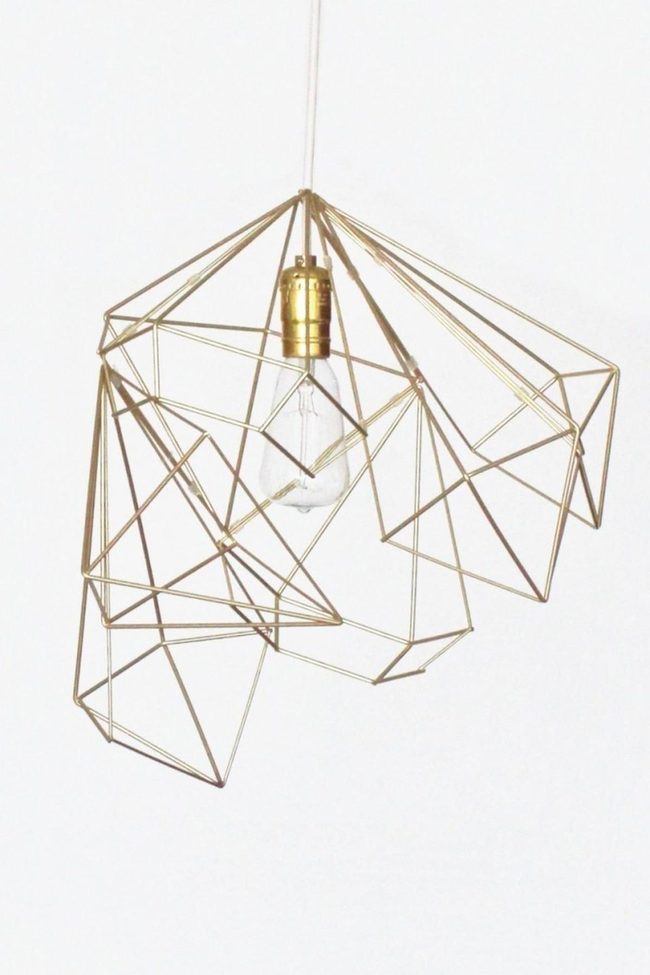 Geometric Gold Metal Light Sculpture