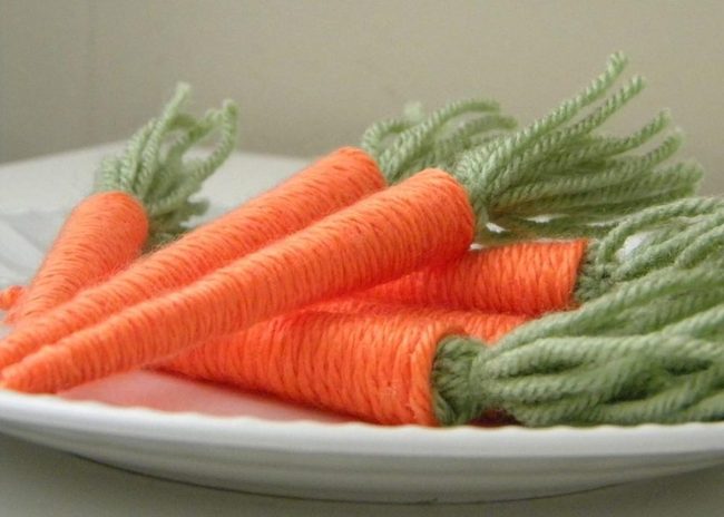 Orange Yarn Carrots On White