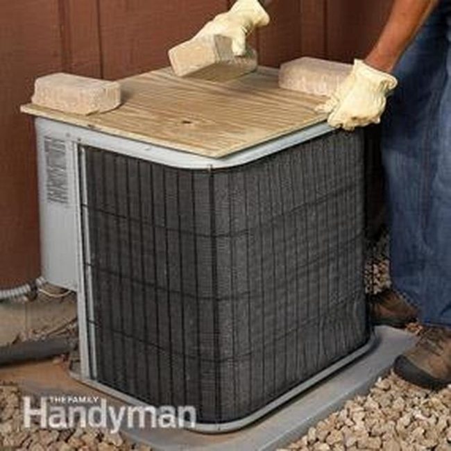 Wooden Board Over Metal Ac Unit
