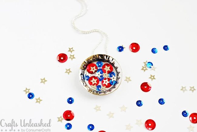 Patriotic Sequin Pendant Necklaces