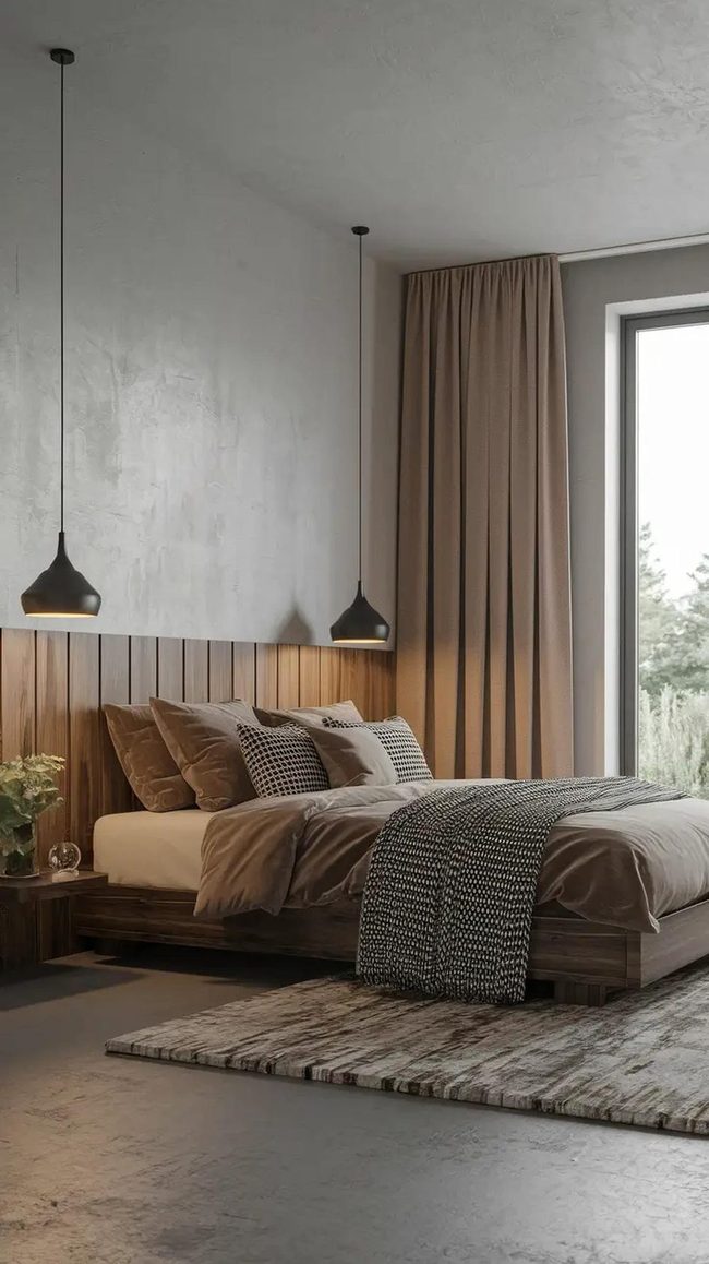 Matte Concrete Floors Scandinavian Bedrooms