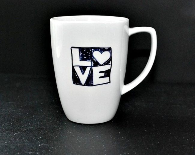 Black Letters White Ceramic Heart