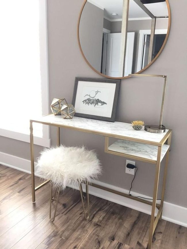 Marble Desk Gold Accents Workspace