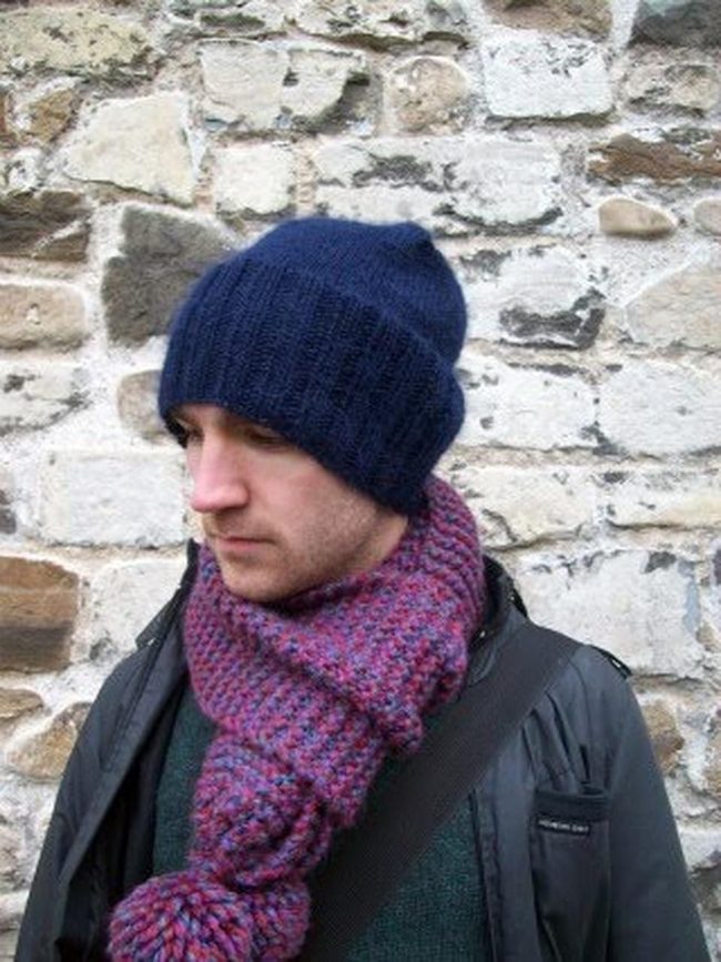 Pink And Purple Pom-Pom Scarves