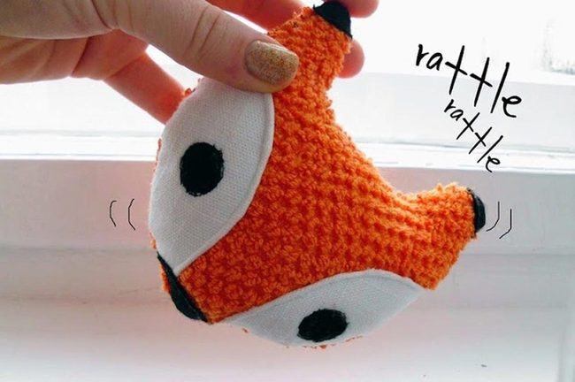 Orange Fox Soft Rattle Toy