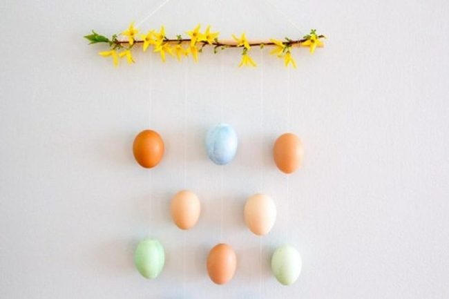 Pastel Eggs Hanging Branch