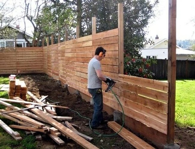 Wide Plank Wood Fence