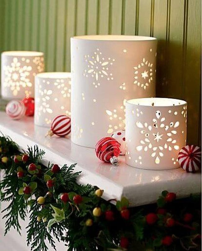 White Ceramic Snowflake Candlelight