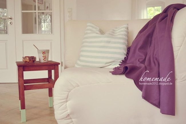 Deep Purple Blanket Cream Couch