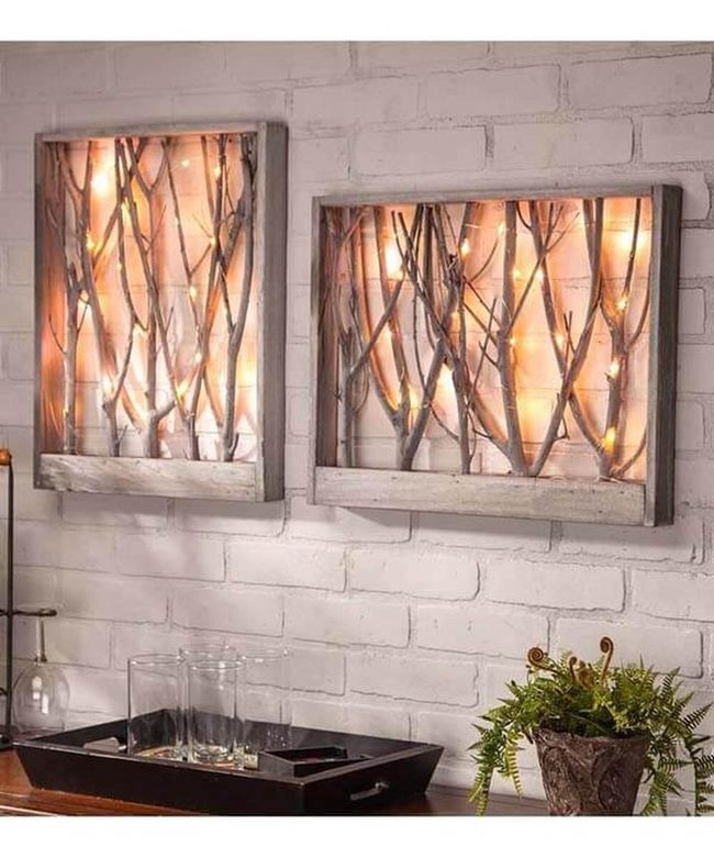 Glowing Branches Warm Wall Installation